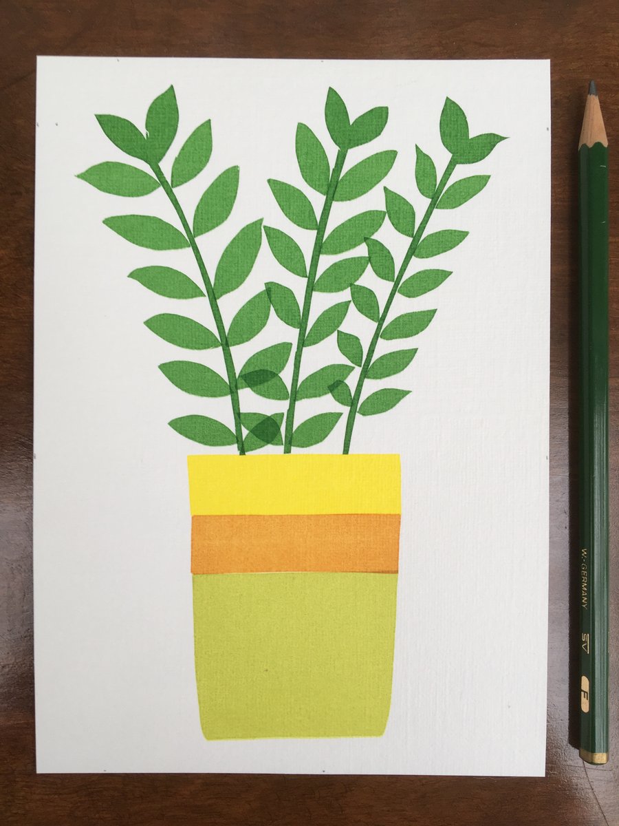 Zanzibar Gem Pot Plant - Handmade Silkscreen Print 5 x 7" (13 x 18cm)