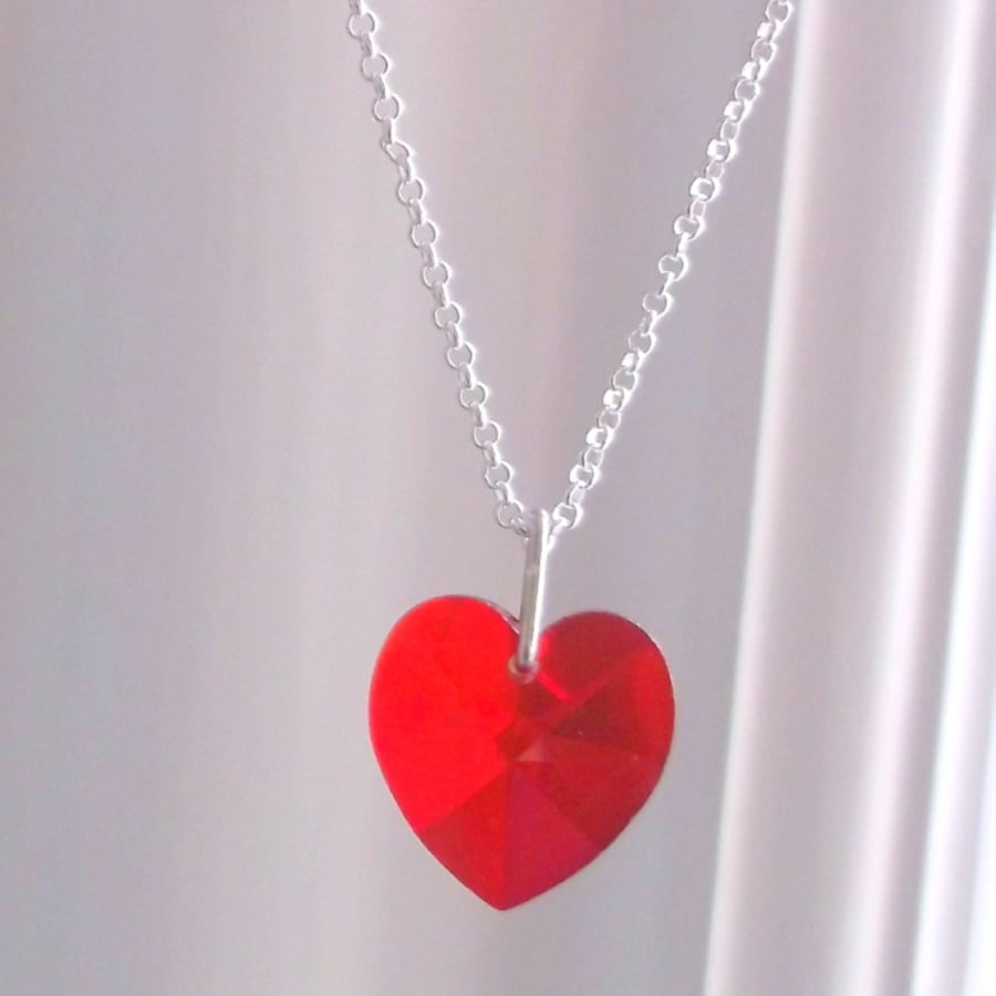 Swarovski red hot sale heart pendant