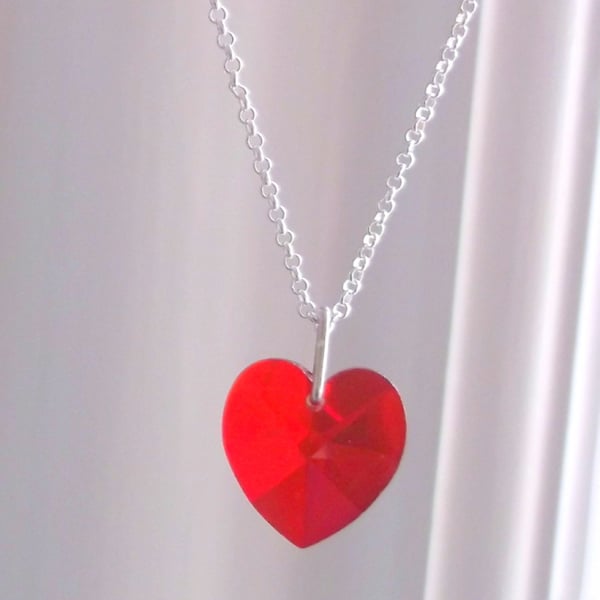 Red Swarovski Crystal Heart Pendant