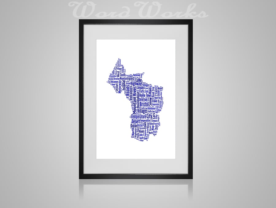 Personalised Bristol Map Design Word Art Gifts  