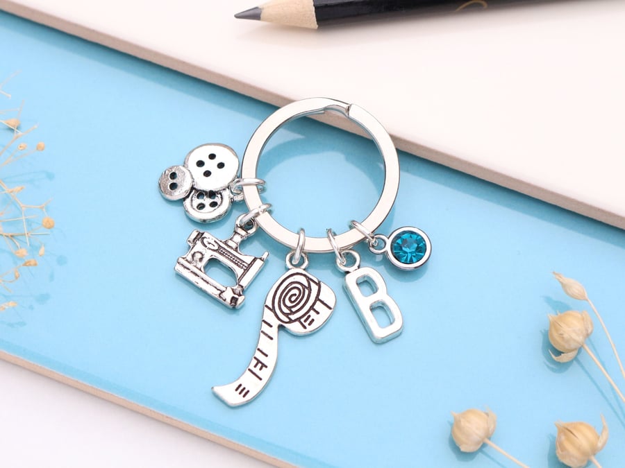 Personalised Sewing Keyring - Seamstress Thank You Gift, Sewing Lover Gift, 