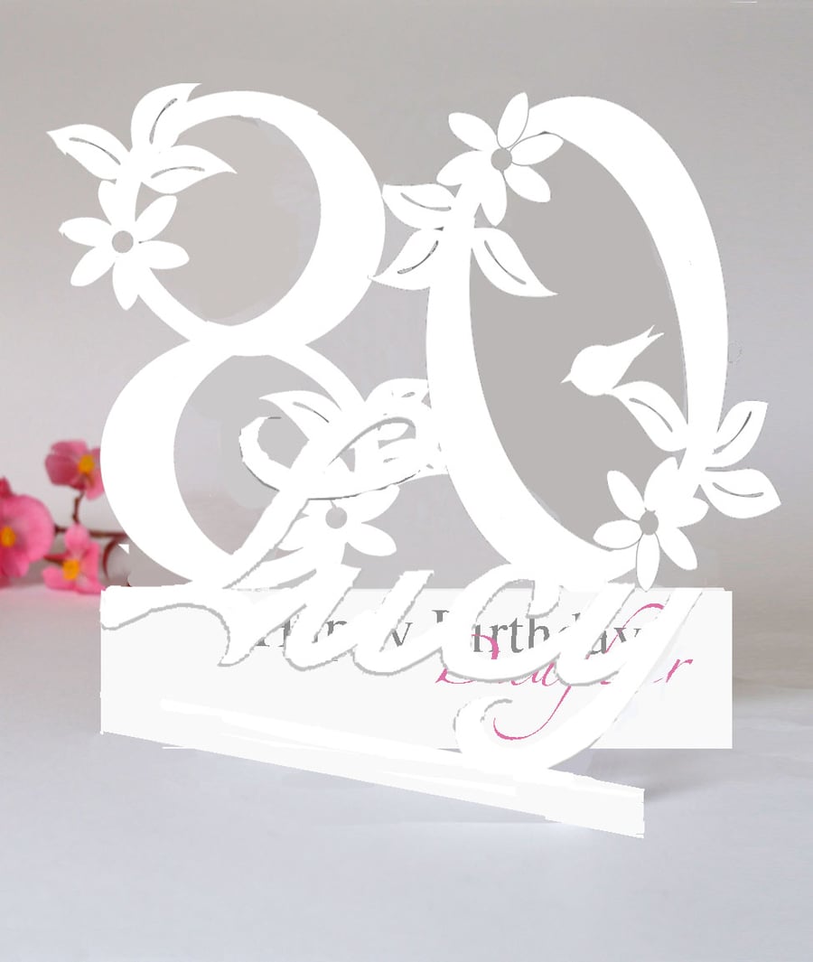 Personalised 80th 3D Birthday Card for a Grandma, Mum, Aunt etc