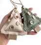 Mini Christmas Tree Hanging Decoration Duo in Green and Beige - Image 9