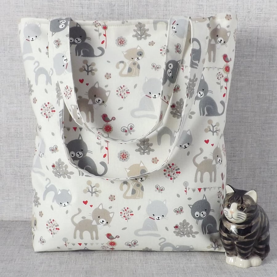 Tote bag, shopping bag, cats, birds