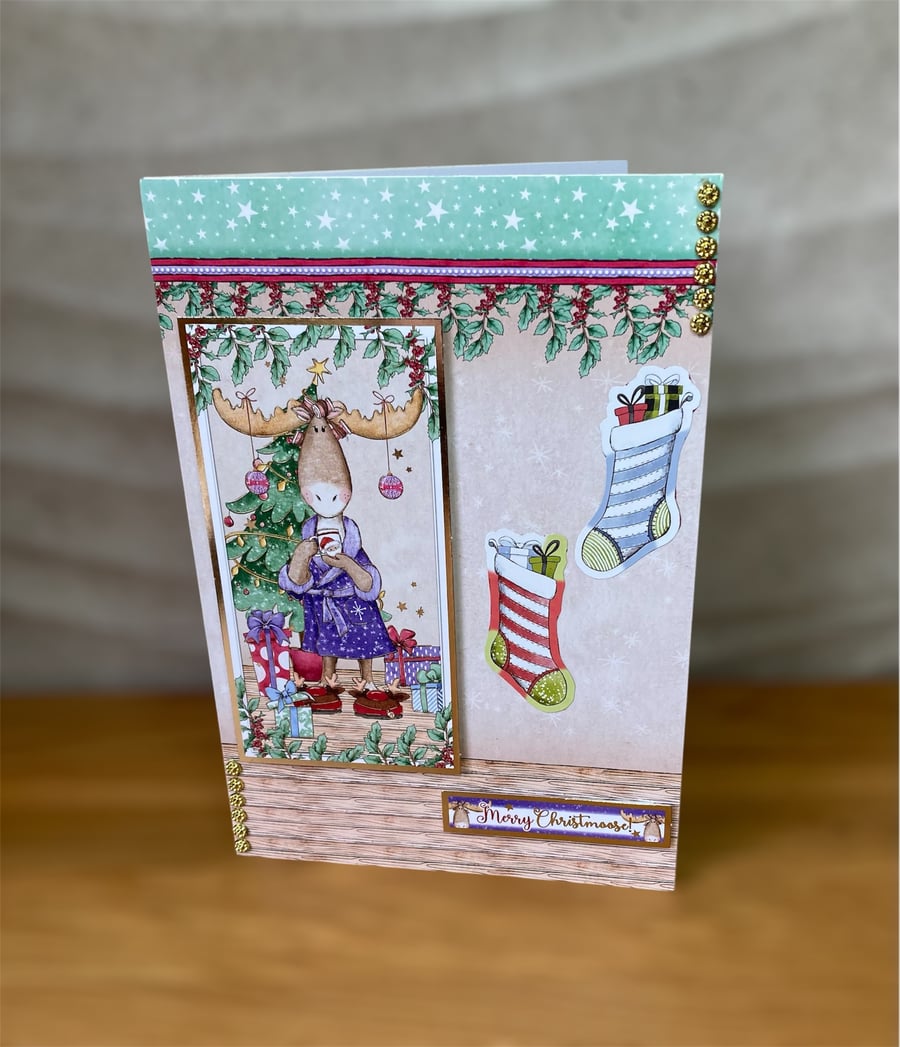 Luxury Christmas Card. Christmas Card with a Festive Moose.