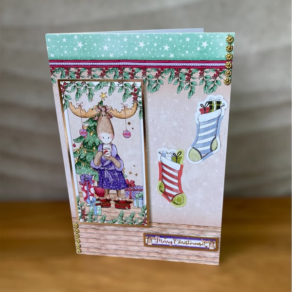 Luxury Christmas Card. Christmas Card with a Festive Moose.