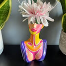 Pop Art Face Vase – Hand-Painted Body Sculpture, colorful Home Decor