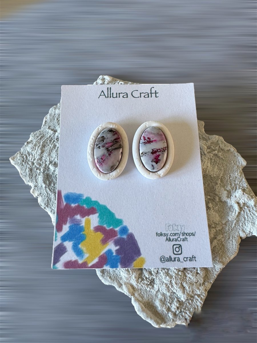 Rhodonite Faux Stone Earrings 