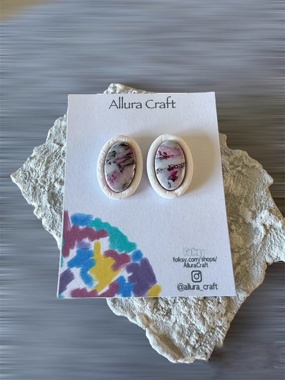 Rhodonite Faux Stone Earrings 