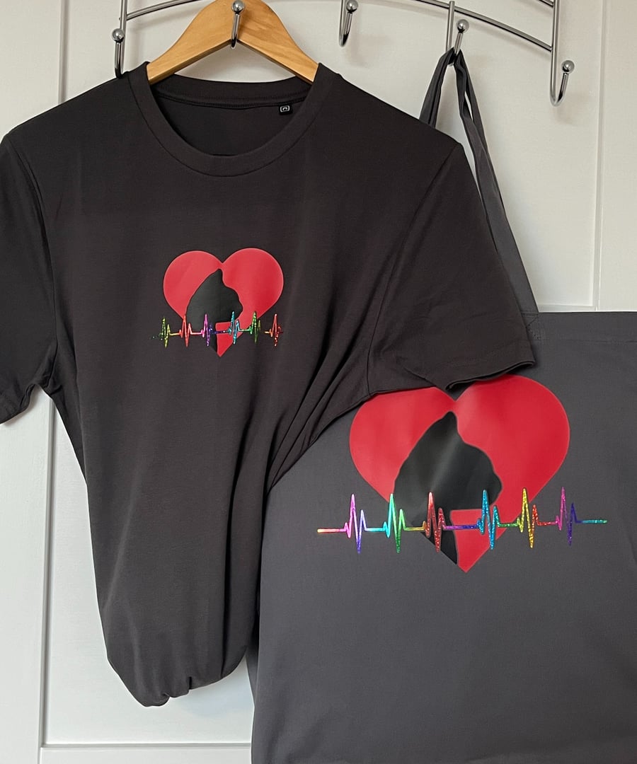 Cat heart Tote Bag and matching T Shirt gift set