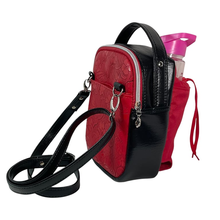 Water bottle carry bag , small sling bag with  floral butterfly, trip crossbody