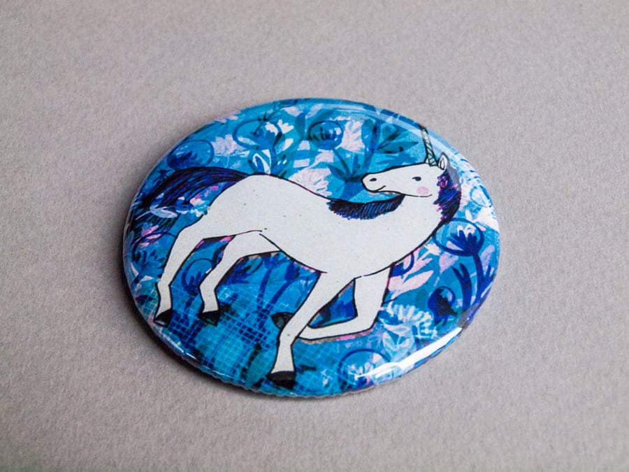 The Blue Unicorn Pocket Mirror - Gift Idea - Present - Birthday - Magical