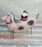 Pig and pud handmade soft sulpture Christmas decoration