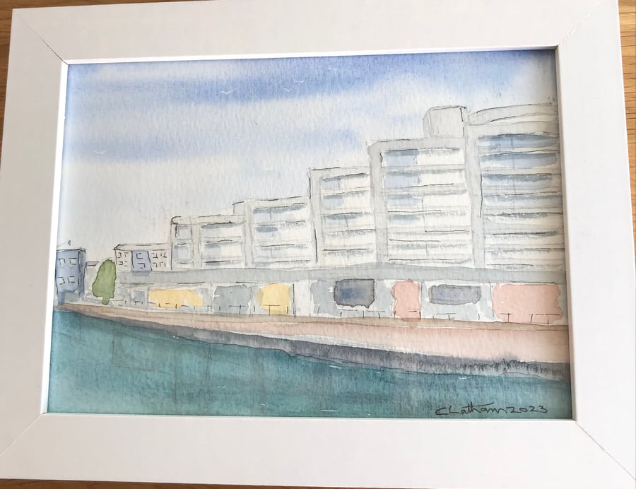 Portishead Marina Watercolour Painting