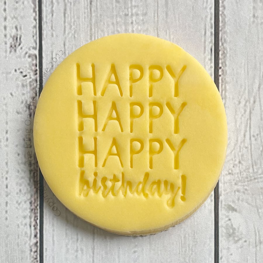 Happy Birthday Icing Stamp, Icing Embosser, Cookie Stamp, Icing Press, IS0105-I