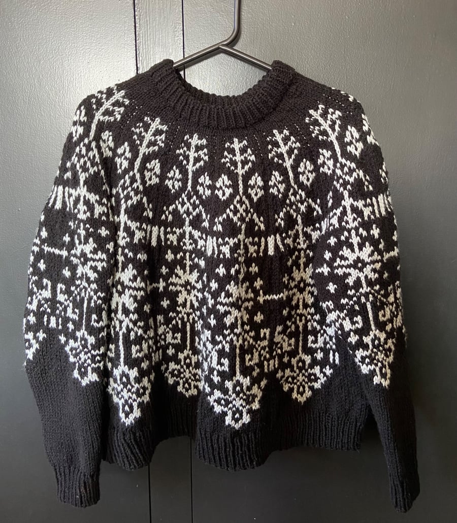 Hand Knit Jumper - Black and Grey