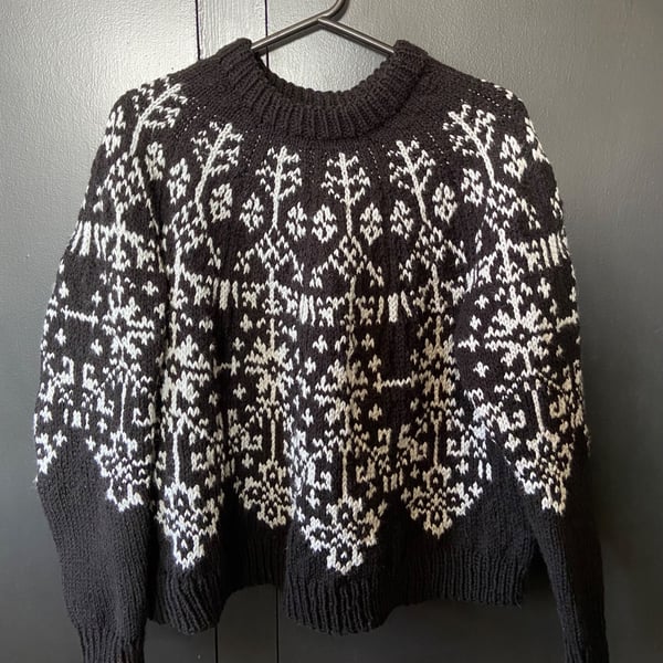 Hand Knit Jumper - Black and Grey