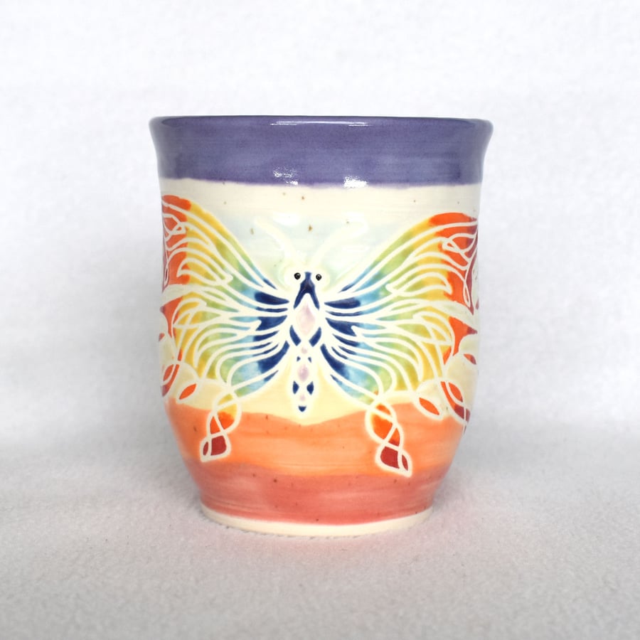 19-153 Handmade Ceramic Stoneware Butterfly Mug (Free UK postage)