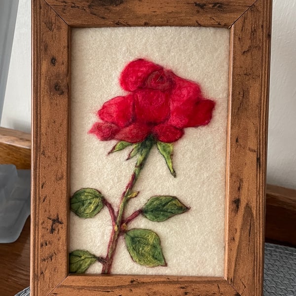 Hand Felted Rose Textile Artwork 
