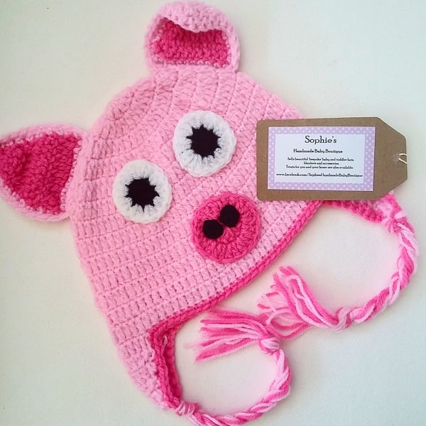 Children's Animal Pig Hat for Boys and Girls, gift for children, photo prop