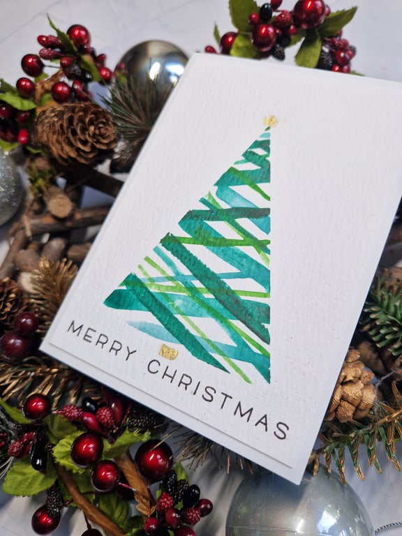 Watercolour Christmas tree card
