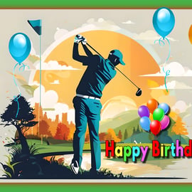 Golfer Birthday Card A5