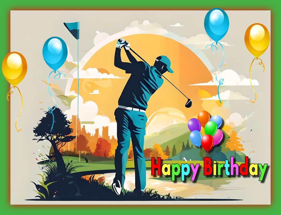 Golfer Birthday Card A5
