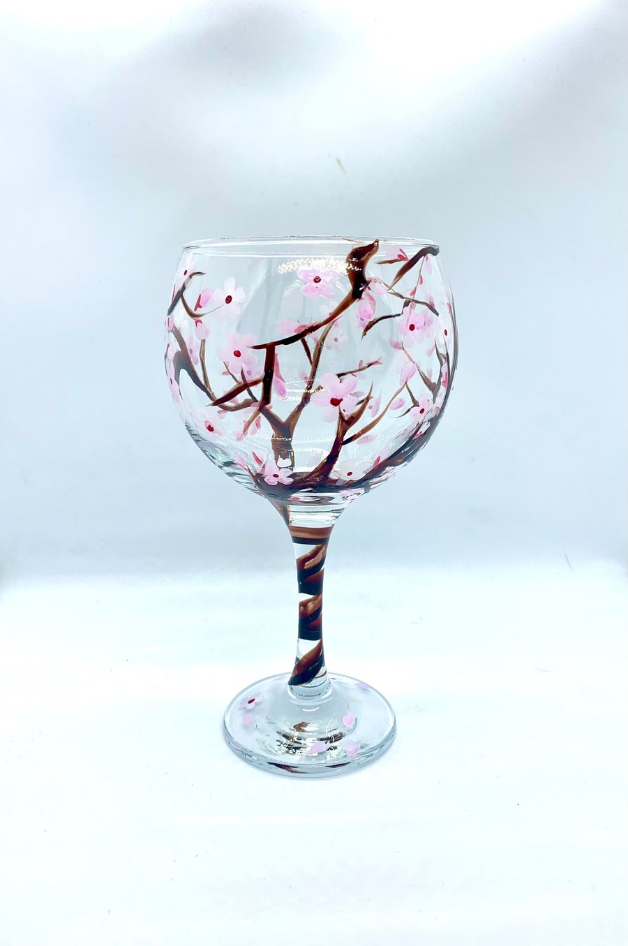 Hand Painted Gin Glass Cherry Blossom Gifts Optional Personalisation