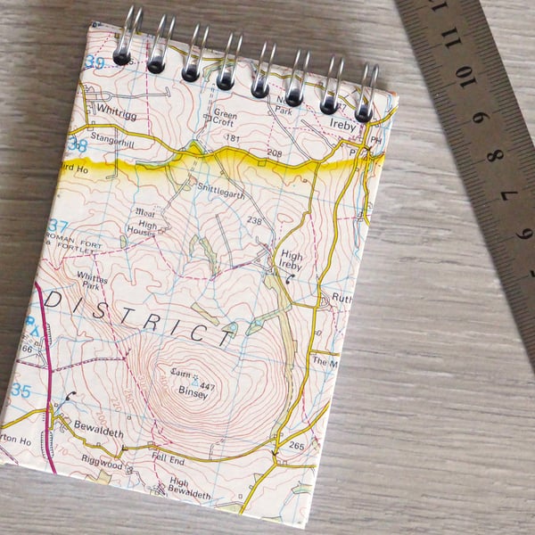 A7 Handmade Spiral Notebook with Recycled Map Cover
