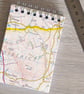 A7 Handmade Spiral Notebook with Recycled Map Cover
