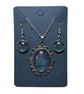 Vintage style pendant and drop earrings, handmade felt with silk in black - Image 6