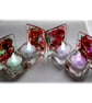 Candle Holder Fused Glass Tea-light Red Green Swirls - Image 4