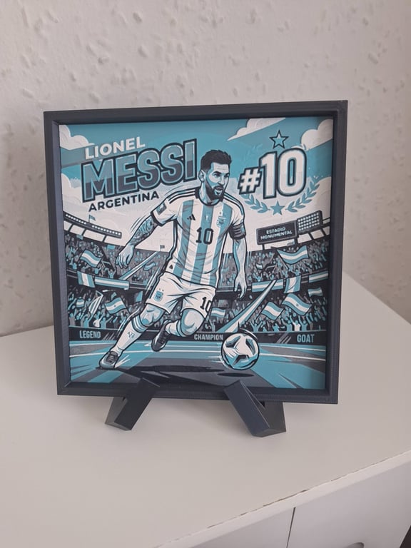 Lionel Messi 3D HueForge Framed Print - 8 x 6.5 Inch - Stand Included