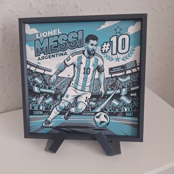 Lionel Messi 3D HueForge Framed Print - 8 x 6.5 Inch - Stand Included