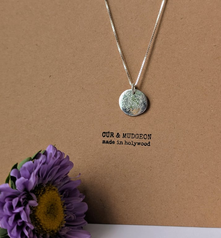 Fine Silver Textured Single Disc Necklace Pendant