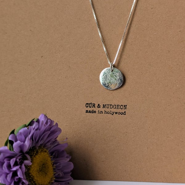 .999 Fine Silver Textured Single Disc Necklace Pendant