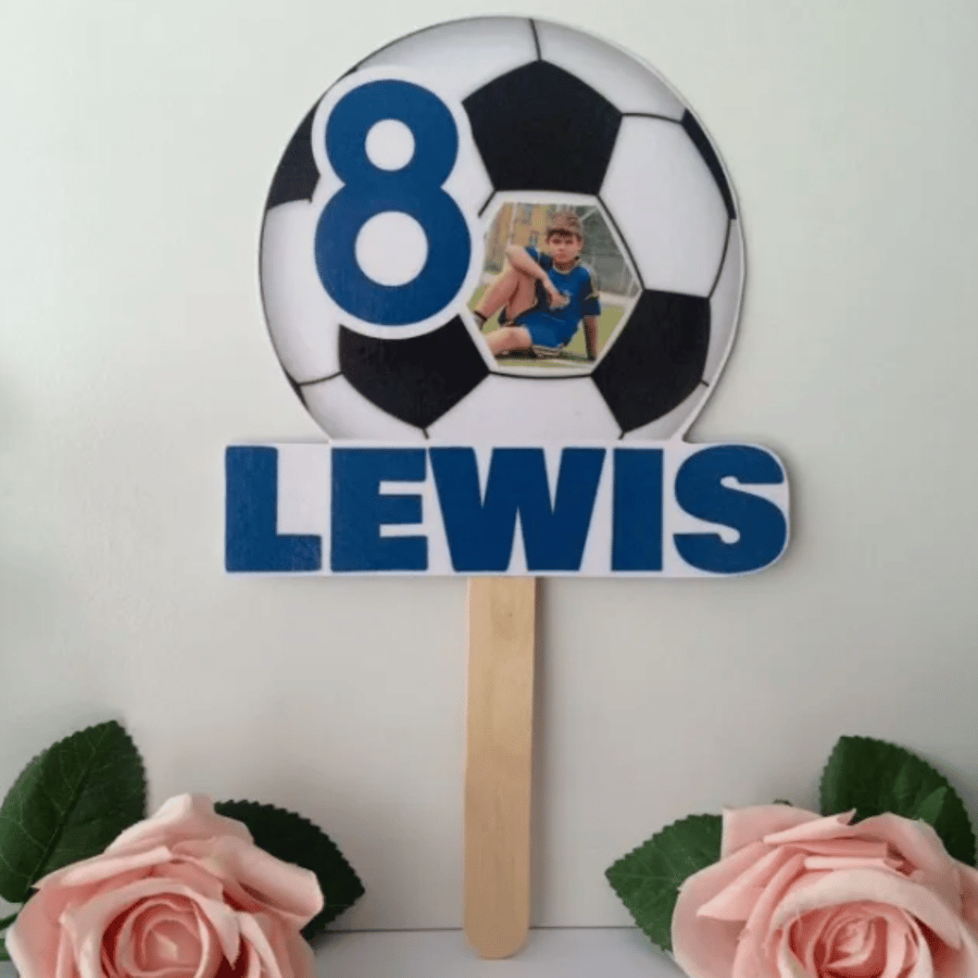 Personalised Football Cake Topper, Photo Cake Topper, Football Party Table Decor