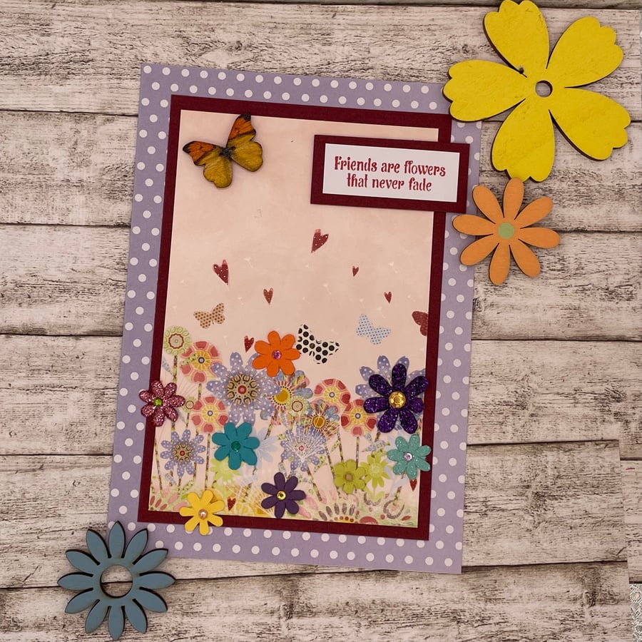 Floral themed card celebrating Friendship 
