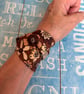 Wide fabric cuff bracelet in retro brown design - Image 6