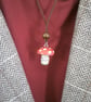 Handmade Wooden  Forest Fungi  Necklace 