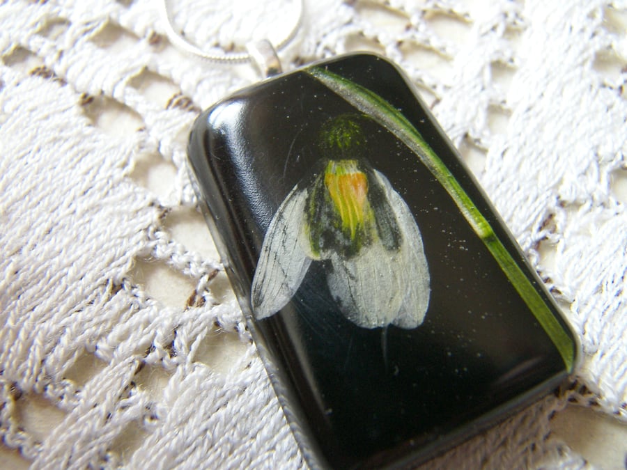 Real Snow Drop Flower Pendant - SNOW DROP - Botanical Necklace