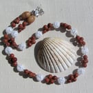 Brown Goldstone & Clear Quartz Gemstone Crystal Chunky Chakra Beaded Necklace