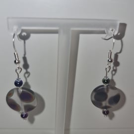 Clear circle peacock earrings