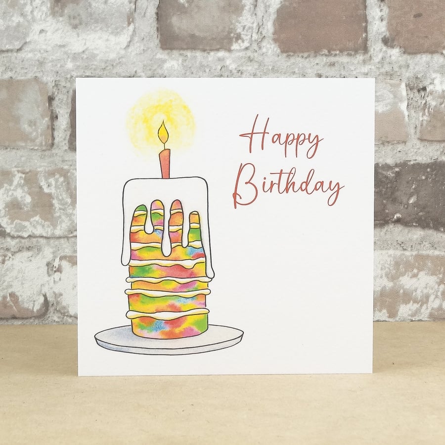 Birthday Card Birthday Cake Rainbow 