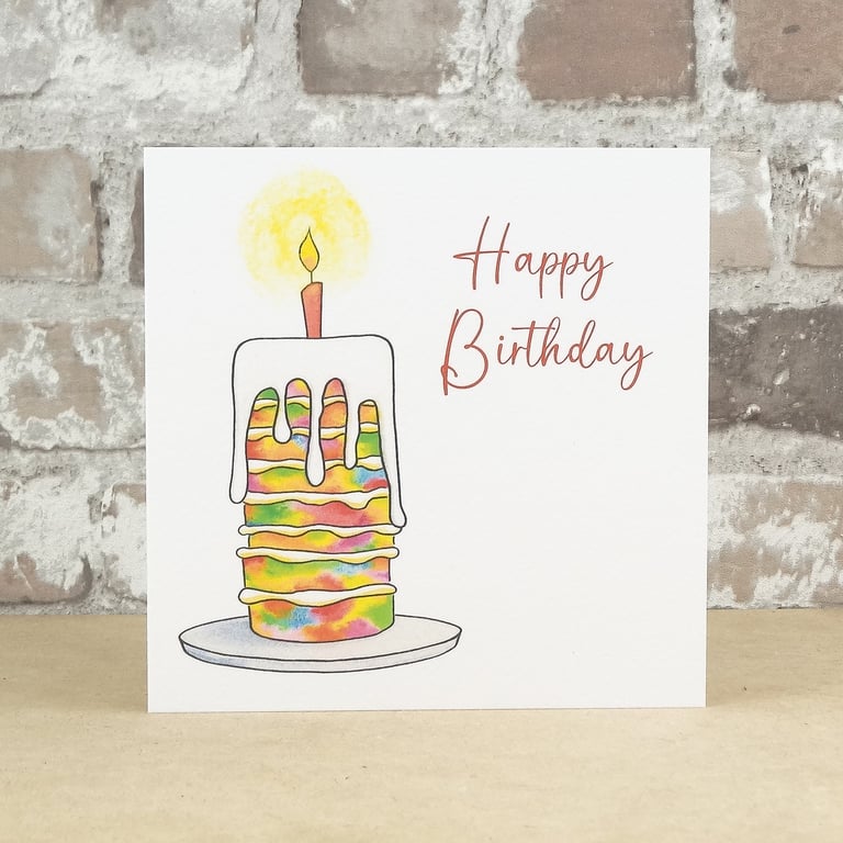 Birthday Card Birthday Cake Rainbow 