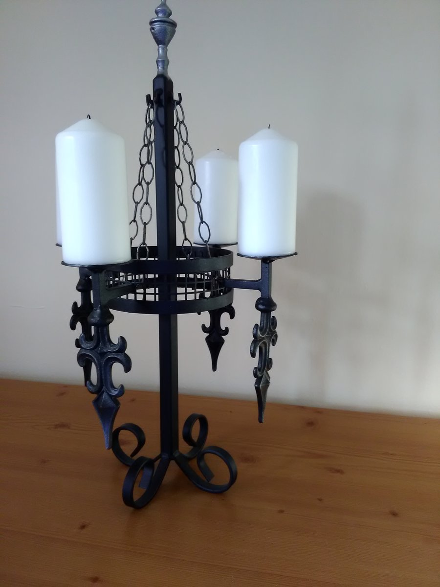 Wrought iron Gothic medieval style candelabra