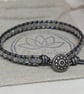Labradorite and metallic grey leather bracelet with button fastener  - Image 5
