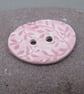 Large Shell Pink Sprig Oval Handmade Ceramic Button - Image 1