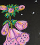 Illustration of a Fairy sitting on a log amongst the foxgloves at night.   - Image 7