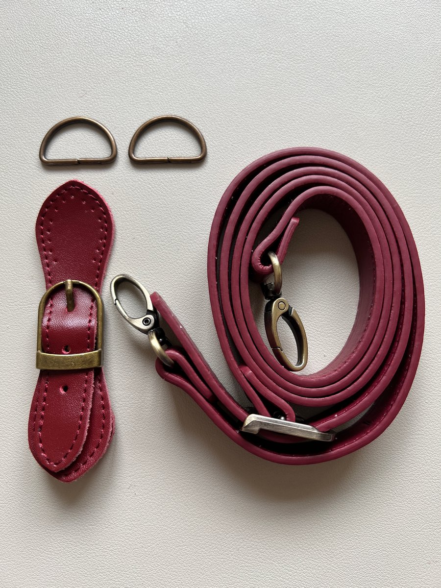 Red & Antique Brass Hardware Kit for making a Felt Bag on a Ball